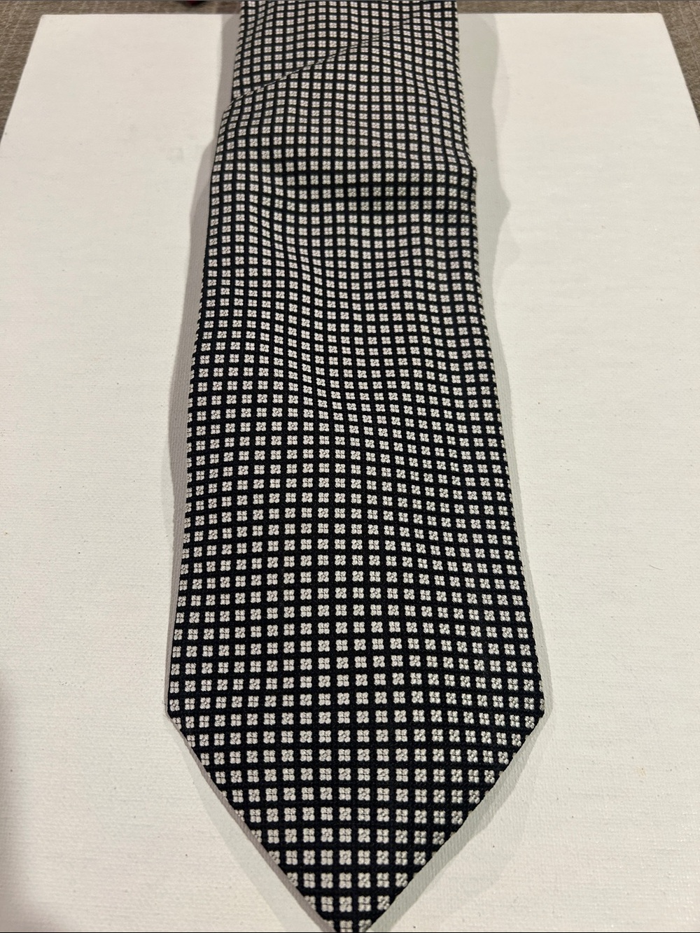 Brooks Brothers XL Silk Luxury Black and White Micro-Check Tie